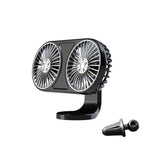 F211 Car Double Head With Led Electric Fan Car Air Outlet Instrument Panel USB Mini Fan, Black, Pink, Green