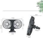 F211 Car Double Head With Led Electric Fan Car Air Outlet Instrument Panel USB Mini Fan, Black, Pink, Green
