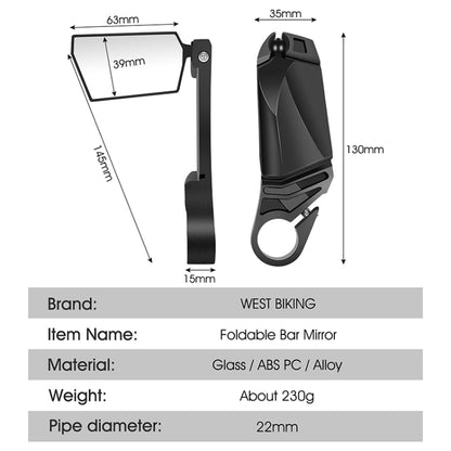 WEST BIKING Bicycle Handlebar Folding Mirror, WEST BIKING Folding Mirror