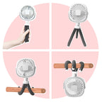 Octopus Stroller Deformation Fan Desktop Portable Handheld USB Small Fan, 1200mAh White, 1200mAh Pink, 1200mAh Black, 2200mAh White, 2200mAh Pink, 2200mAh Black