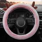 Antler Thick Plush Steering Wheel Cover, Style:, O Type (Pink), O Type (Gray), O Type (Black), O Type (Camel), O Type (White), D Type (Pink), D Type (Gray), D Type (Black), D Type (Camel), D Type (White)