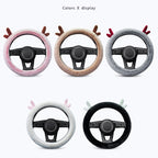 Antler Thick Plush Steering Wheel Cover, Style:, O Type (Pink), O Type (Gray), O Type (Black), O Type (Camel), O Type (White), D Type (Pink), D Type (Gray), D Type (Black), D Type (Camel), D Type (White)