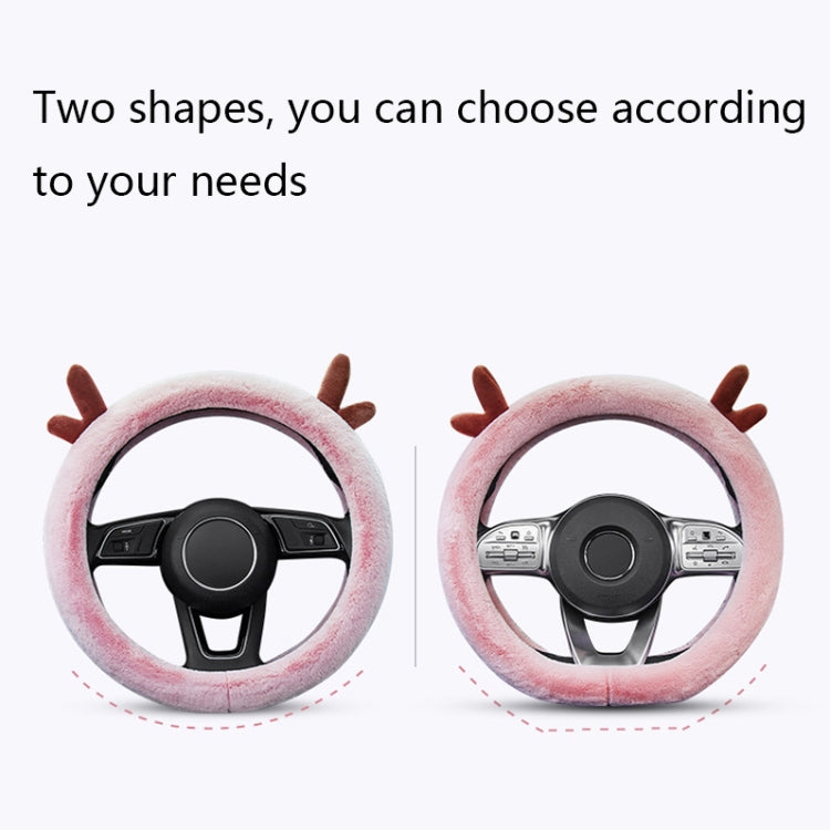 Antler Thick Plush Steering Wheel Cover, Style:, O Type (Pink), O Type (Gray), O Type (Black), O Type (Camel), O Type (White), D Type (Pink), D Type (Gray), D Type (Black), D Type (Camel), D Type (White)