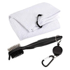Hook Towel + Club Cleaning Brush Golf Cleaning Set, Towel + Brush White, Towel + Brush Grey, Towel + Brush Blue, Towel + Brush Black