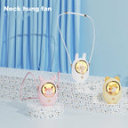 Star Pet Hanging Neck Fan USB Hand-Held Silent Luminous Fan, White, Pink, Yellow