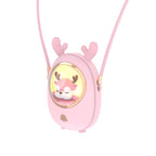 Star Pet Hanging Neck Fan USB Hand-Held Silent Luminous Fan, White, Pink, Yellow