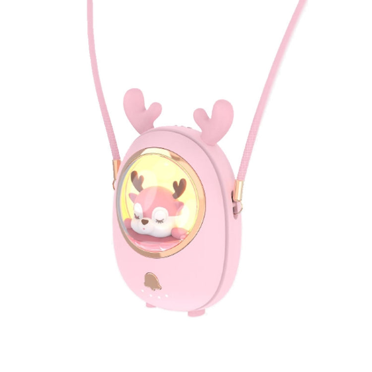 Star Pet Hanging Neck Fan USB Hand-Held Silent Luminous Fan, White, Pink, Yellow