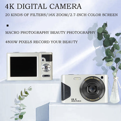 C8 4K  2.7-inch LCD Screen HD Digital Camera Retro Camera,Version:, 30W Standard Version  White