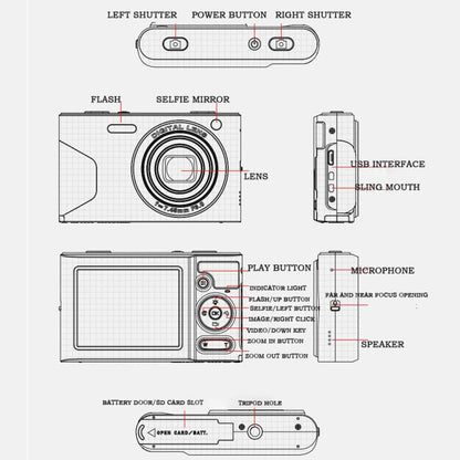 C8 4K  2.7-inch LCD Screen HD Digital Camera Retro Camera,Version:, 30W Standard Version  White