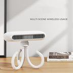Handheld Mini USB Charging Desktop Portable Stroller Octopus Fan, White, Pink