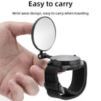 Bicycle Rearview Mirror With Wristband 360 Degree Rotating Mirror, Wristband Rotating Mirror