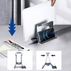 Oatsbasf 03880 H-type Alloy Laptop Gravity Automatic Storage Rack, Grey, Silver