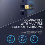 USB Bluetooth Adapter 5.0PC Computer Wireless Audio Receive Transmitter, Color: Black, M25