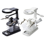 Desktop Multifunctional Chip Welding Repair Inspection Magnifying Glass with LED Light, 3-45X Black, 3-45X White