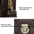 Men Retro Cowhide Leather Briefcase Multifunctional Laptop Bag for 15.6 Inch Computer