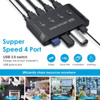 T29 USB3.0 Automatic 4 In 4 Out Switcher HUB Printer Sharing