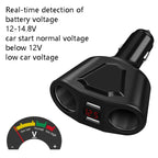 3.1A Dual USB Digital Display Multi-Function Driving Recorder Universal Automotive Charger, White, Black