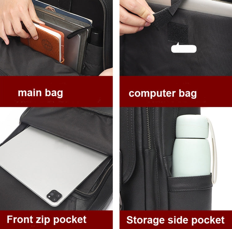 Casual Business Cowhide Leather Backpack Laptop Bag For Men