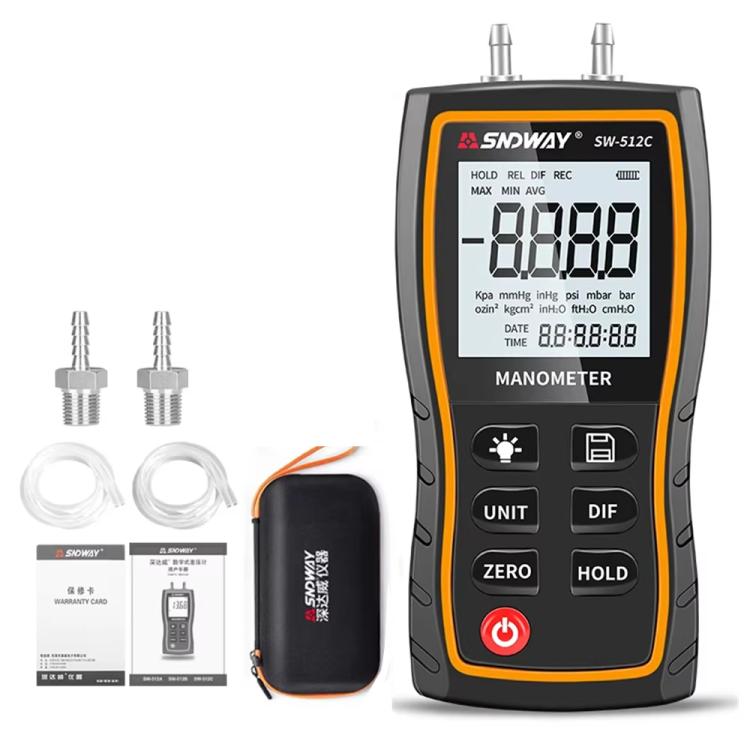 Digital Handheld Differential Pressure Gauge Negative Pressure Tester, SNDWAY SW-512A, SNDWAY SW-512B, SNDWAY SW-512C