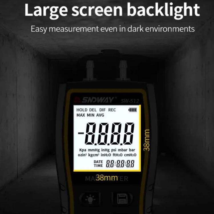 Digital Handheld Differential Pressure Gauge Negative Pressure Tester, SNDWAY SW-512A, SNDWAY SW-512B, SNDWAY SW-512C