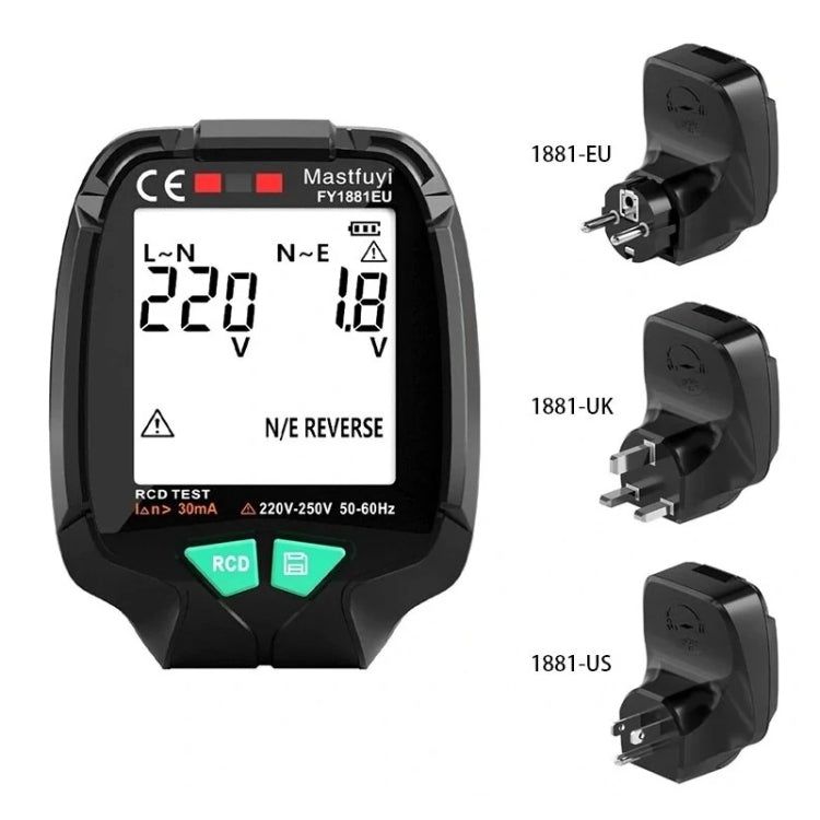 FUYI FY1881 High Precision Power Polarity Phase Socket Tester, FY1881 UK Plug, FY1881 US Plug, FY1881 EU Plug