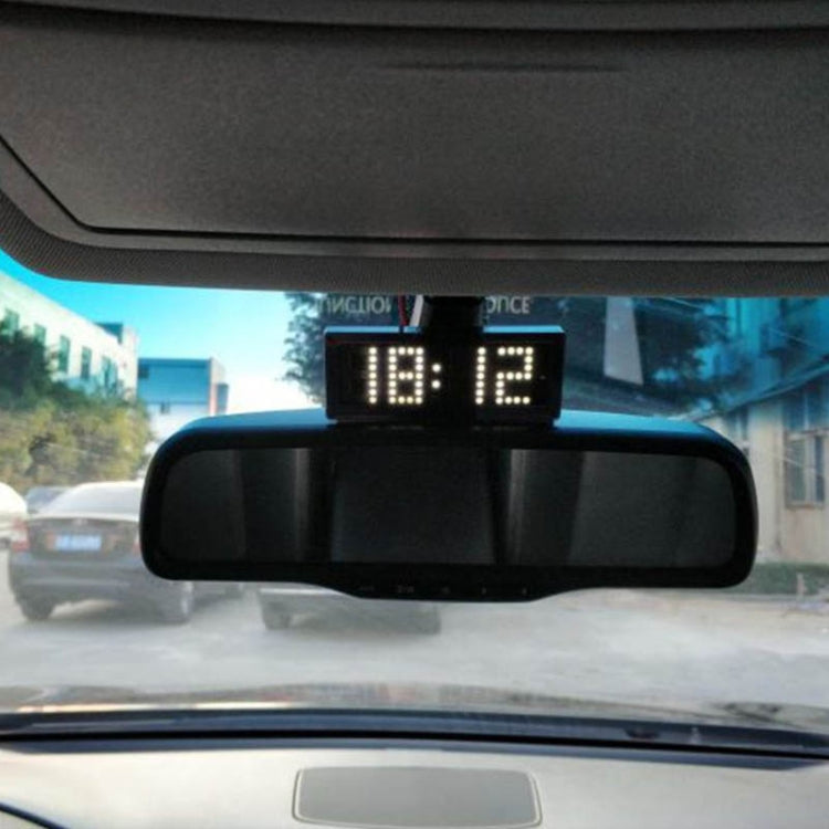 LED Dot Matrix Clock Car Thermometer Battery Voltage Measurement, 3 in 1 White