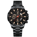 FNGEEN 5225 Multifunctional Waterproof Quartz Watch, Blue Steel Rose Shell Blue Surface, Black Steel Rose Shell Black Surface, Black Steel Black Shell Black Surface, White Steel White Shell Black Surface, Black Steel Black Circle White Surface         ...