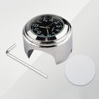Aluminum Alloy Plating Motorcycle Handlebar Clock, Clock Silver Shell Black Background, Clock Silver Shell White Background, Clock Black Shell White Background, Clock Black Shell Black Background