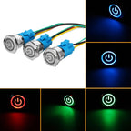 2 PCS 19mm Car Modified Metal Waterproof Button Flat Switch With Light, Color:, Reset  Blue Light, Reset Red Light, Reset Green Light, Self-lock Blue Light, Self-lock Red Light, Self-lock Green Light