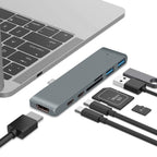 TYPE-C To 4K HDMI HUB Docking Station TF/SD Card Reader For MacBook Pro, Grey, Silver