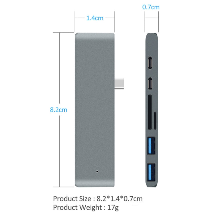 TYPE-C To 4K HDMI HUB Docking Station TF/SD Card Reader For MacBook Pro, Grey, Silver