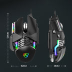 Taijia P3 6 Keys RGB Lighting Adjustable Wired Mouse, Black, White