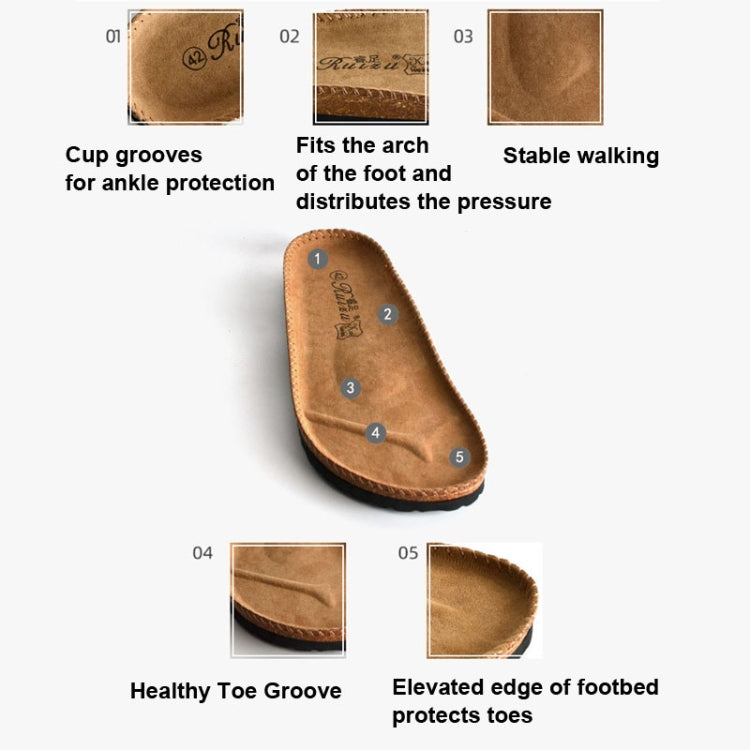 Ruizu Couple Cork Slippers Beach Shoes Flip Flops, 35, 36, 37, 38, 39, 40, 41, 42, 43