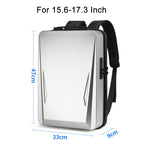 Men PC Hard Shell Gaming Computer Backpack For 15.6-17.3 Inch, Black, Silver