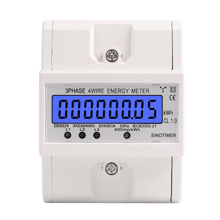 SINOTIMER Three-Phase Backlight Display Rail Type Electricity Meter 5-100A 400V, DDS024T, DDS024