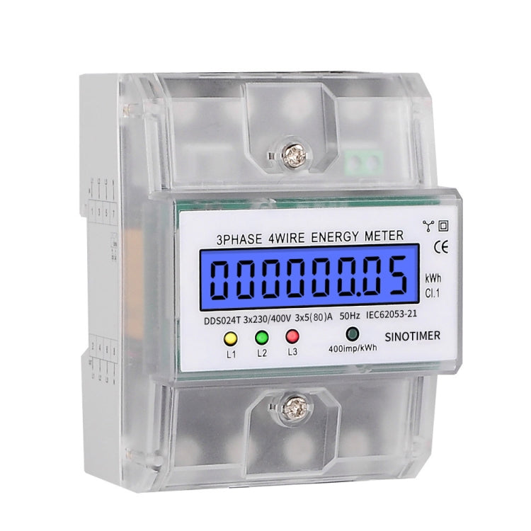 SINOTIMER Three-Phase Backlight Display Rail Type Electricity Meter 5-100A 400V, DDS024T, DDS024
