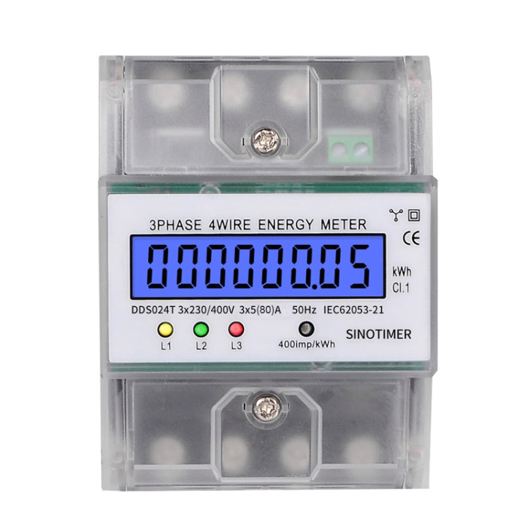 SINOTIMER Three-Phase Backlight Display Rail Type Electricity Meter 5-100A 400V, DDS024T, DDS024