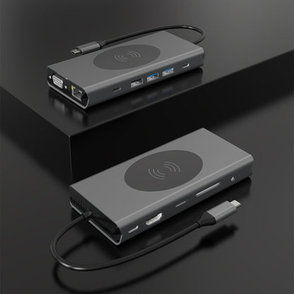 BX13V 13 In 1 Type-C Docking Station Wireless Charging Hub, BX13V