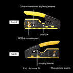 6P8P Seven-type Through-hole Crystal Head  Wire Stripping Tool Network Cable Pliers, Yellow, Black