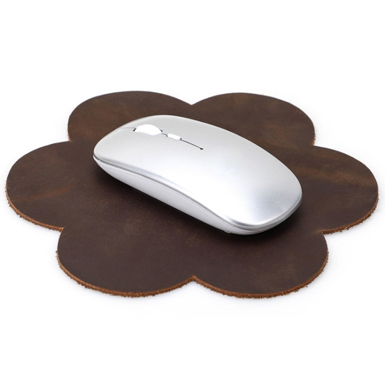 CONTACTS FAMILY Crazy Horse Leather Retro Petal Office Mouse Pad
