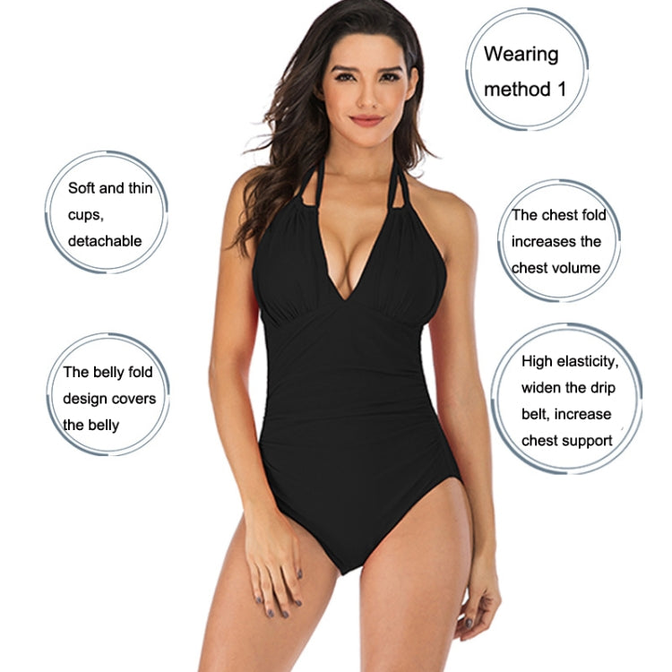 DS40 Ladies Slim and Conservative Halter Neck Swimsuit, S, M, L, XL, XXL