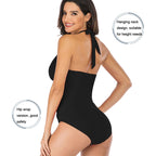 DS40 Ladies Slim and Conservative Halter Neck Swimsuit, S, M, L, XL, XXL
