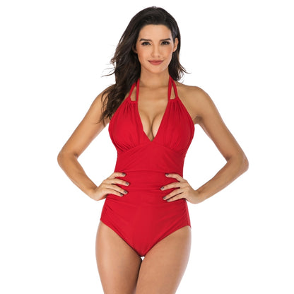 DS40 Ladies Slim and Conservative Halter Neck Swimsuit, S, M, L, XL, XXL