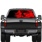 D-954 Flame Skeleton Rear Window Pattern Sticker Truck SUV Behind Wind Glass Stickers, D-954 Red