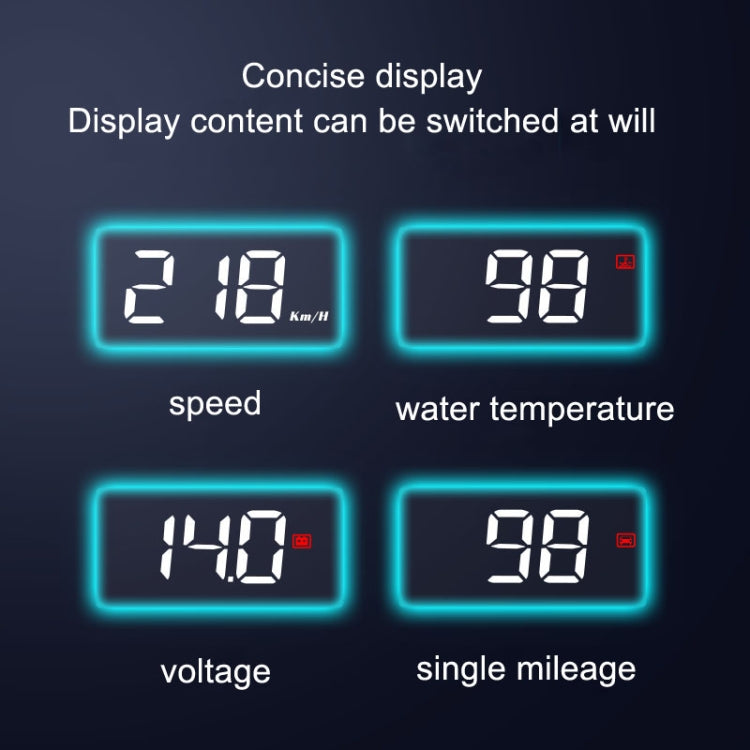 Wireless Car OBD Speed Water Temperature Raising Instrument Panel HD Projector, Wireless Car OBD