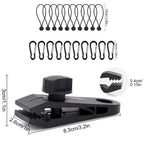 Outdoor Camping Windproof Canopy Fixed Tent Clip Rope Buckle Quick Hanging Set, 10 Clips+10 Ropes, 10 Clips+10 Black Ropes, 10 Clips+10 Black Ropes+10 Silver Buckles, 10 Clips+10 Elastic Ropes+10 Black Buckles                                           ...