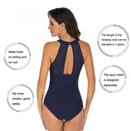 DS109 Ladies Slim And Conservative Halter Neck Swimsuit, S, M, L, XL, XXL