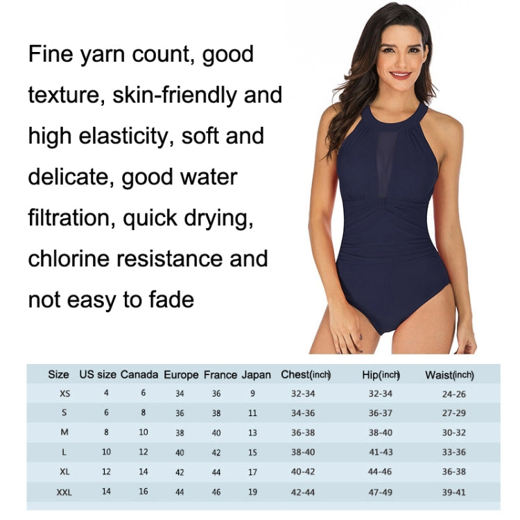 DS109 Ladies Slim And Conservative Halter Neck Swimsuit, S, M, L, XL, XXL