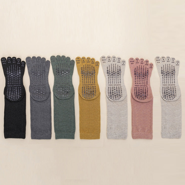 Lengthened Sweat-absorbing Non-slip Yoga Five-finger Socks, Black, Pink, Yellow, Dark Gray, Beige, Dark Green, Flesh Color