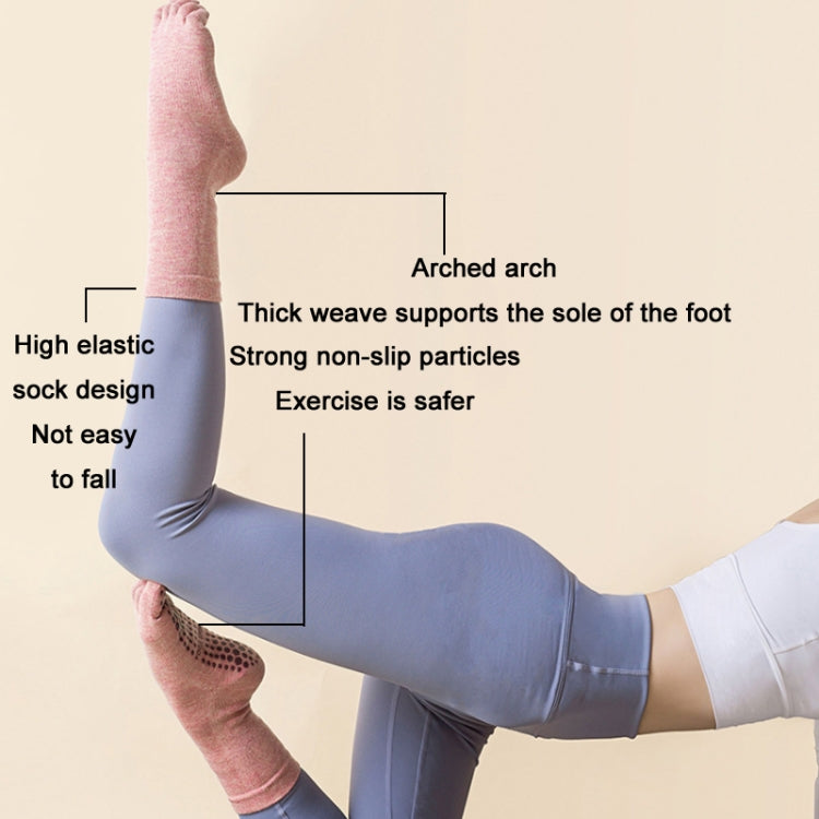Lengthened Sweat-absorbing Non-slip Yoga Five-finger Socks, Black, Pink, Yellow, Dark Gray, Beige, Dark Green, Flesh Color